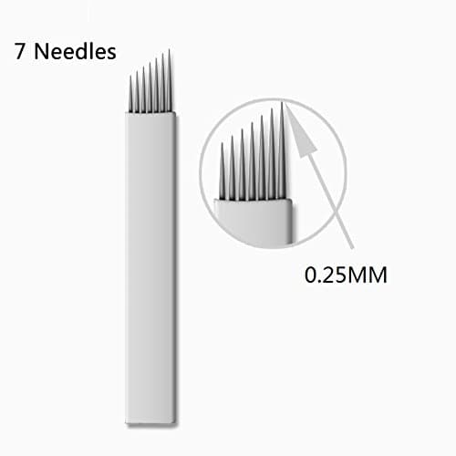 100Pcs Microblading Needles for Permanent Makeup Supplies 7 Pin Manual Eyebrow Blades