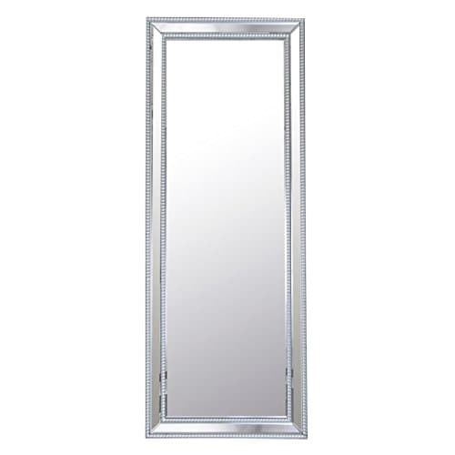 Abbyson Living Venice Silvertone Glass and Wood Rectangular Studded Leaning Floor Mirror