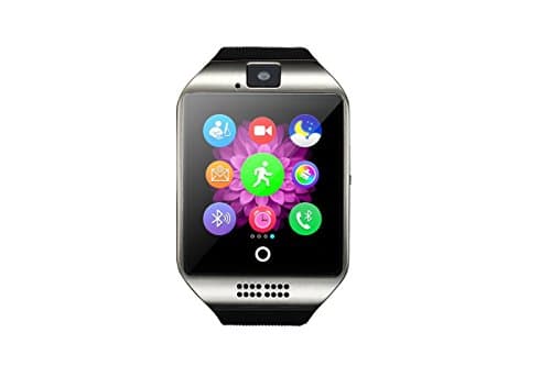 MingNuo Waterproof Bluetooth Wireless Smartwatch with Camera,Original Q18,TF/SIM Card Slot for Iphone 6/6 Plus/5c/5s/5,Samsung Galaxy/Note with IOS & Android Devices (Black-sliver)