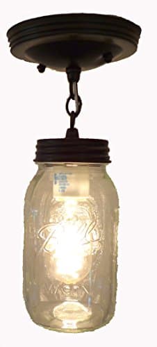 LAMP GOODS MASON JAR CEILING LIGHT WITH CHAIN &amp; NEW QUART