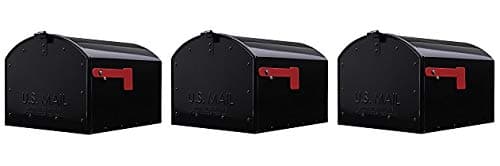 Gibraltar Mailboxes Storehouse Extra Large Capacity Galvanized Steel Black, Post-Mount Mailbox, SH400B01 (3-(Pack))