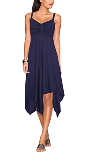 Nergivep Women's Spaghetti Strap Irregular Hem Summer Casual Boho Beach Dress