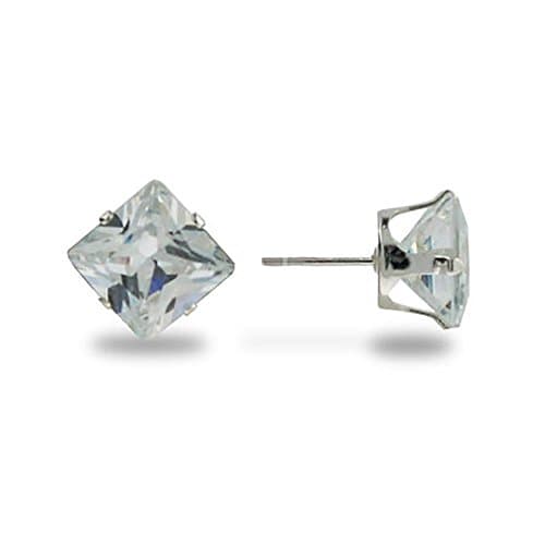 Stainless Steel Square CZ Stud Earrings (Size 5mm)