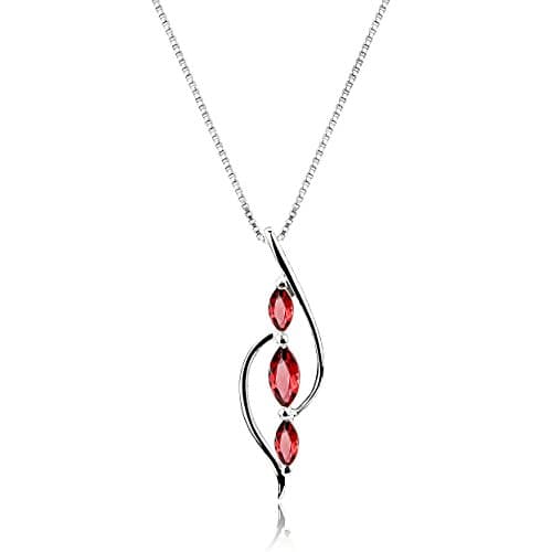 Garnet Swirl Drop Pendant Necklace