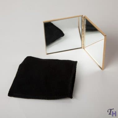 Gold Compact Mirror In Velvet Bag