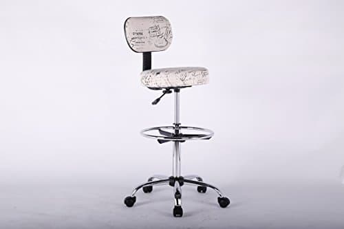 EZ Office Caressoft Soft Pad Medical Drafting Adjustable Stools with Footring, Black (Multi)