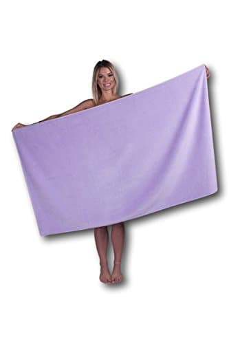 Ephesus Soft Terry Velour Solid Beach Pool Towel - 35" x 60" Large Size Absorbent - Lavender - Set of 1