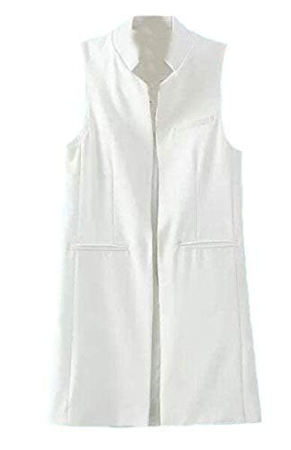 SELX Women Longline Sleeveless Jacket with Pockets Split Open Front Vest Waistcoat