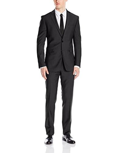 Loriano Men's LTS1001 2-Piece Single Breasted Solid Suit Set. Slim Fit - Charcoal - 50R