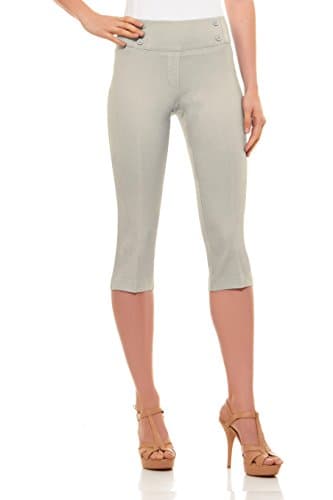 Velucci Womens Classic Fit Capri Pants - Pull On Style Capris with Detailed Design
