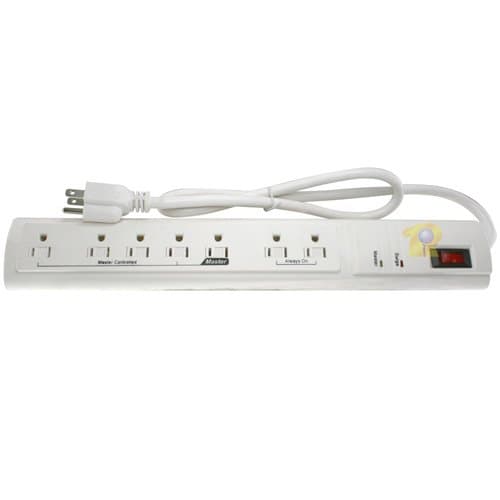 PI Manufacturing 7 Outlet Power Strip with Powersaving Feature (1 Master Outlet, 4 Slave Outlets, 2 Always On Outlets)