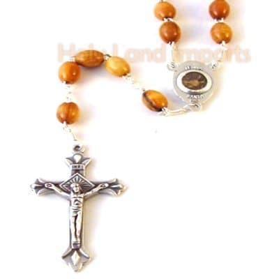 Oval Olive Wood Rosary With Soil From Bethlehem