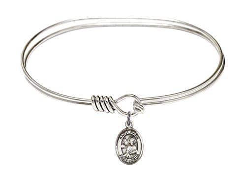St. Mark the Evangelist-7 inch Oval Eye Hook Bangle Bracelet with a St. Mark the Evangelist charm.-Saint Mark the Evangelist is the patron saint of Notaries/Lawyers. Memorial Day April 25th.-Notaries/Lawyers