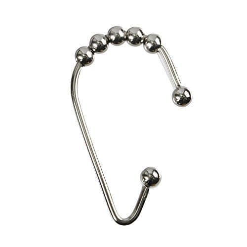 12 SET V-Shaped Glide Hooks for Shower Curtain, Stainless Steel