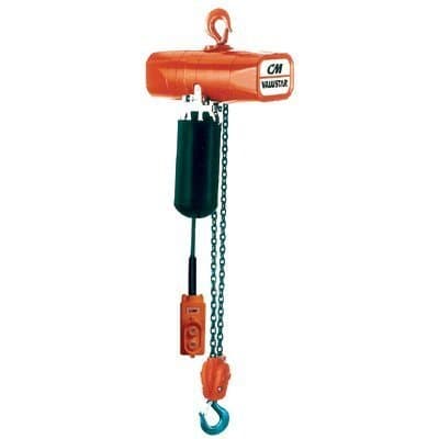 Electric Chain Hoist, Single Phase, Hook Mount, 1 Ton Capacity, 10' Lift, 8 fpm Max Lift Speed, 1-1/8" Hook Opening, 115V