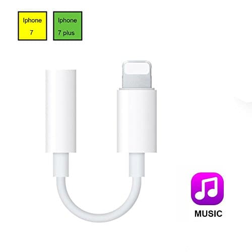 iPhone 7 Lightning to 3.5mm Audio Headphone Jack Adapter, Darrent 8 pin Lightning to 3.5mm Headphone Female Aux Jack Audio Earphone Adapter Converter for iPhone 7 7Plus 6 (White)