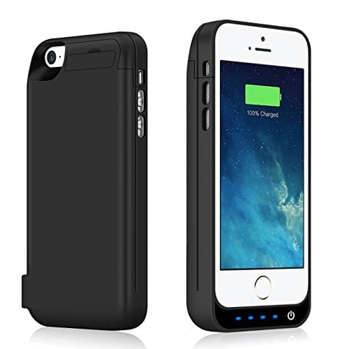 iPhone 5 5S Battery Case 4600mAh Capacity Extended Battery Power Charger for iPhone 5 5S SE 4 LED Indication Ultra Slim Portable Charging Cover - Black