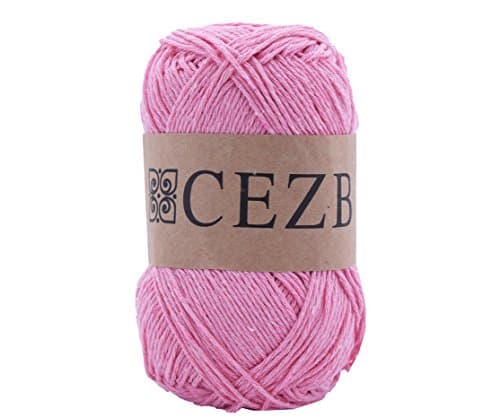 Solid Color 100% Real Cotton Yarn 3.5 Ounce (100 Gram) and 219 Yard (200 Meter) Single Ball (Pink)