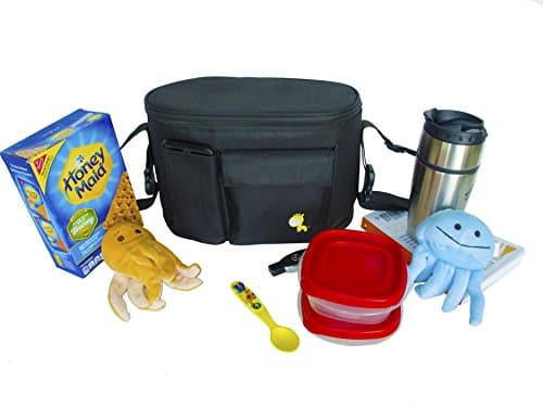 STROLLER ORGANIZER Accessories Caddy by Candy Cot: Diaper Tote Bag and console with Full Zipper, Shoulder Strap, Extra Large Storage, sturdy for iPhones, wallets, diapers, books, toys and bottles