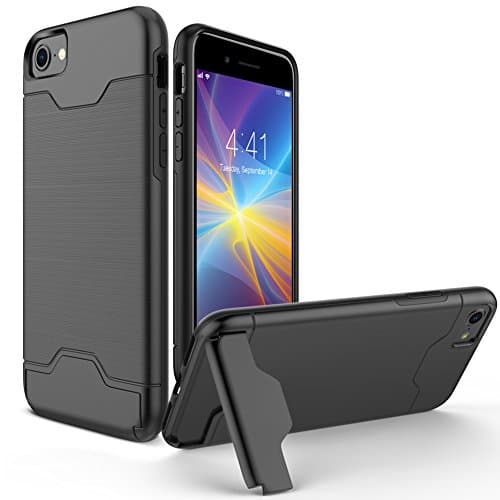 iPhone 8 Case, iPhone 7 Case, Allovit Shockproof of Full Protective Cover with Kickstand Dual Layer Wallet Design Case for Apple iPhone 8 / iPhone 7 - Black