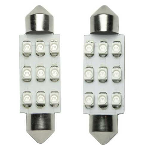 44mm dome LED bulbs with 9 SMD ultra bright, map cabin interior light, 2pc red