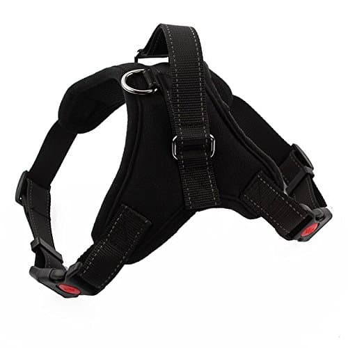 FirstWell Dog Harness for Large, Medium & Small Breed - Leash Included; Reflective, Adjustable Harness With Handle. Excellent for Training, Walking, Hiking, Large Size, Black