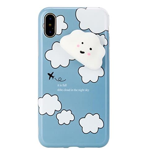 Case Cover For iPhone X, Squishy 3D Squeeze Cute Mochi Toy Silicone Back Soft (G)