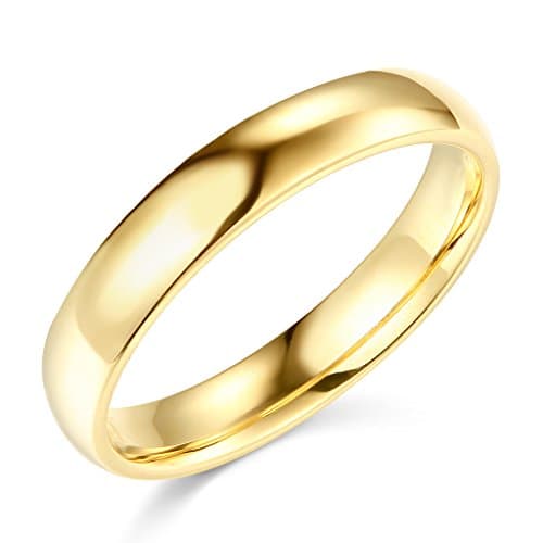 14k Yellow Gold 4mm SOLID Plain Wedding Band - Size 5