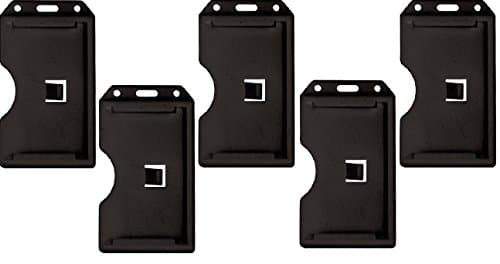 5-Pack Rigid Black 2-Sided Vertical Card Holder, Multi Card/Badge Holder by Alliance ID
