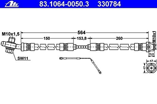 BMW E53 X5 (2000-2006)Brake Hose Rear LEFT (Driver Side) OEM ATE 34 30 1 165 765