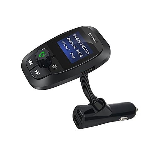 Bralon Bluetooth FM Transmitter,Wireless In-Car Radio Transmitter Adapter Car Kit with Dual USB Rapid Charging Ports Support AUX Input / TF Card / USB Flash Drive / Hands-Free Calling