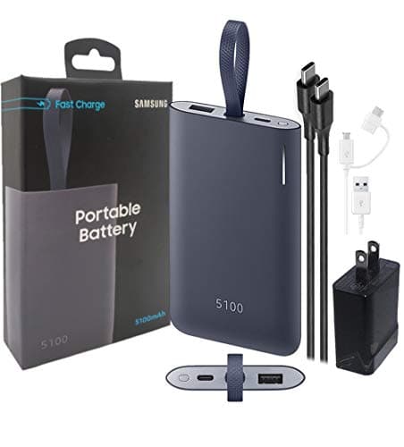 Official Samsung Fast Battery Pack 5100mA - C Type with Huawei C Type 18w Fast Wall Charger for Galaxy S8,S9,+,Note8,Note9 (US Retail Packing)