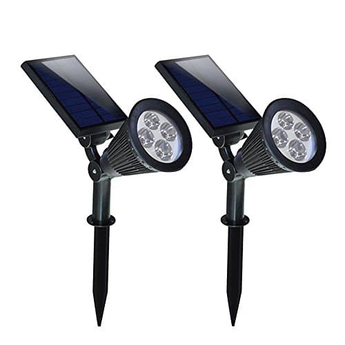 Solar Lights, 2-in-1 Waterproof 4 LED Solar Spotlight Adjustable Wall Light Landscape Light Security Lighting Dark Sensing Auto On/Off for Patio Deck Yard Garden Driveway Pool Area (2 Pack)