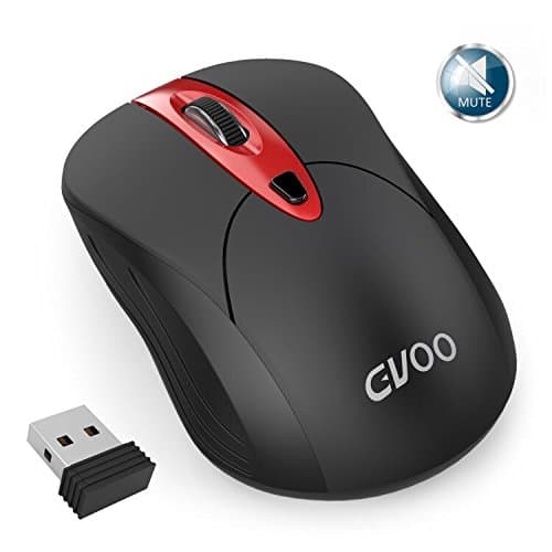 Gvoo 544468 Wireless, 2.4G Noiseless Silent USB Adjustable DPI 1000/1500/2000 Nano Receiver Long Range Optical Cordless Mouse for PC Windows Mac Linux Vista Tablet Computer, Black