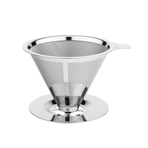 Tzuki Pour Over Coffee Dripper Permanent Coffee Filter Cone - Stainless Steel Mesh Strainer