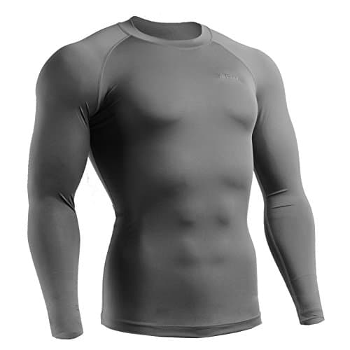 Emfraa Men Women Compression Under Cool Base Layer T Shirt Long Sleeve Grey,XX-Large,E-51