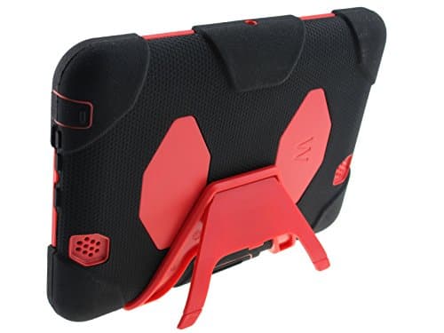 Winpartner Kindle Fire HD 7" 2012 (Previous Generation - 2nd) Case Cover- Silicone Cladding Hard Plastic Shell Dual-layer Impact Resistant Bumper with Kickstand and Screen Protector Heavy Duty Armor Tough Case (Will Only Fit Amazon Kindle Fire HD 7 Inch 2012 Model) Kid Proof Drop-proof Shockproof Dustproof Rainproof - Multiple Color Options (Black/red)