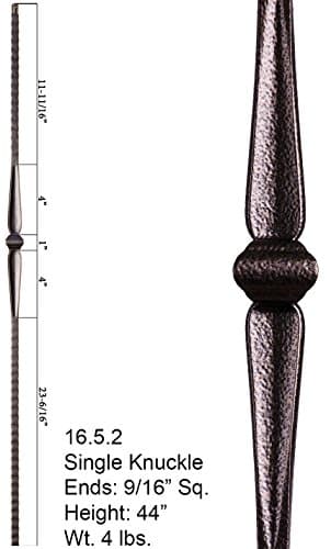 Copper Vein 16.5.2 Single Knuckle Gothic Iron Baluster for Staircase Remodel , Box of 5