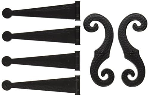 Decorative Vinyl Shutter Hinges and S Holdback Hooks for Exterior Decorative Shutters, Black (Set) by Perfect Shutters