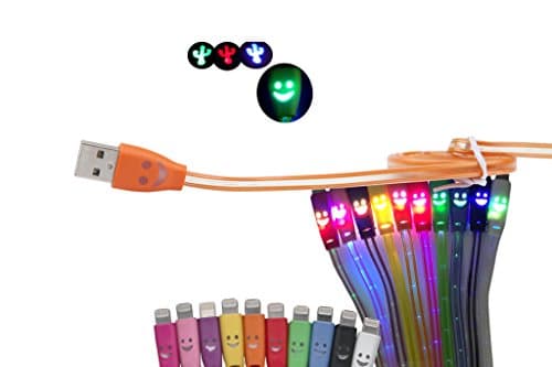 39 Inch Color Changing Cable Smiley Face High Speed USB 2.0 Micro USB Charging Cable Compatible With Android Samsung HTC LG Note2 Galaxy S3 S4 Data Sync Charger Cord Nokia Nexus BlackBerry Motorola and More esca18-6