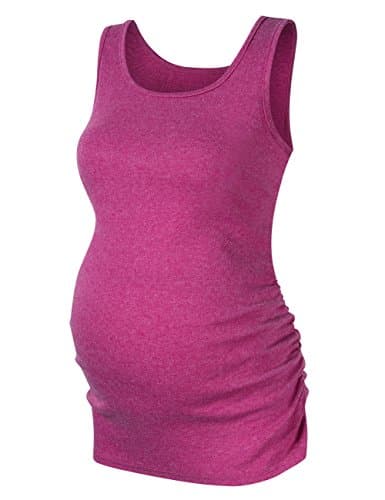 Maternity Basic Tank Top Neck Sleeveless Tops Pregnancy Solid Side Ruching Vest