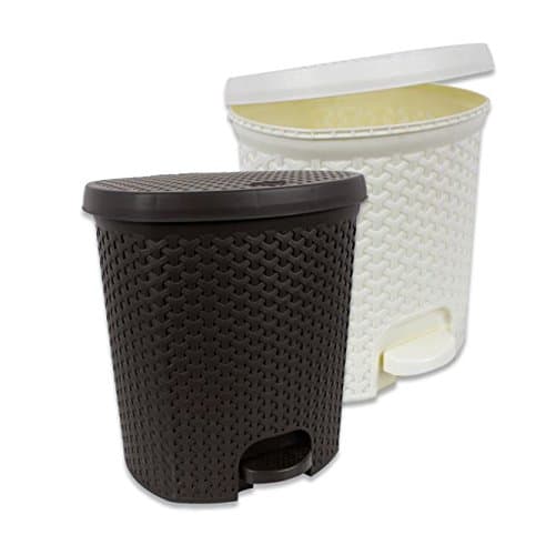 Rubbish Bin Small Rattan Effect Pedal Bin 7 L Brown or White brown