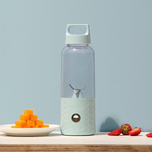 Portable Blender USB Juicer Cup,Juicer Machine 500ml with USB Charger Fruit Mixing Machine Personal Size Rechargeable Juice Blender and Mixer (Blue)