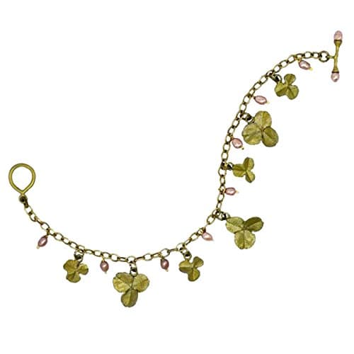 Pink Clover Leaf Charm Bracelet by Michael Michaud d for Silver Seasons - NEW