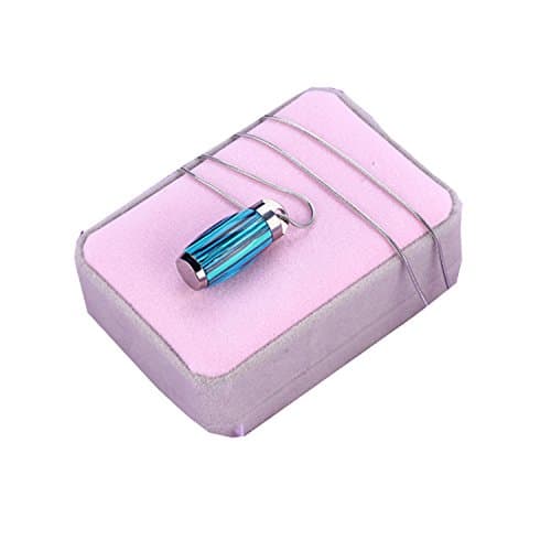 Anti-leak High Class gem-titanium Aromatherapy Essential Oil perfume Diffuser Necklace Pendant,Hypo-allergenic true titanium material(Blue with cycles)