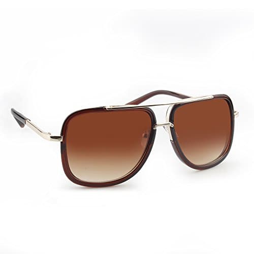 JOOX Classic Square Sunglasses Oversized Double Bar Metal Frame