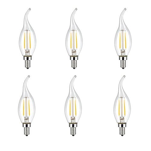 CIMC LLC Equivalent 20 Watt Vintage Edison Light Bulb 2W LED Candelabra Base Bulbs Dimmable Filament C35 , 220V E14 Medium Base,5730 Chip,2700-3000K Warm White 180LM Decorative-6 Pack