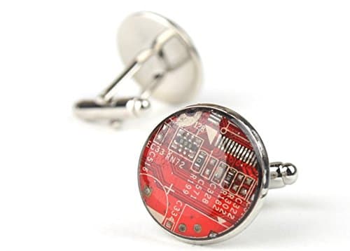 Palladium Luxe Circuit Board Cufflinks (Red)