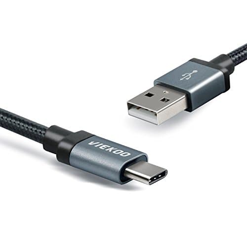 USB Type c Cable VIEKOO 6.6Ft(2M) Nylon Braided Cable with Reversible Connector USB Charger for New Macbook 12 inch, ChromeBook Pixel, Nokia N1 Tablet and Other Devices,Black