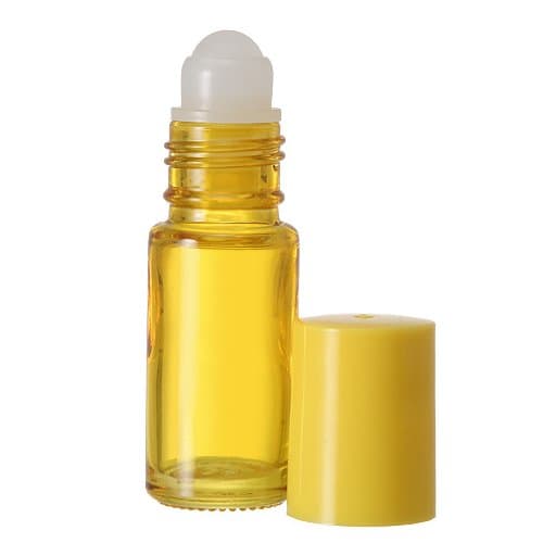 5 ml. Glass Roll on Bottle. Perfect for Essential Oils Aromatherapy, Perfume and Cologne. Plastic Roller. Pipettes Included (72 Bottles, Yellow)